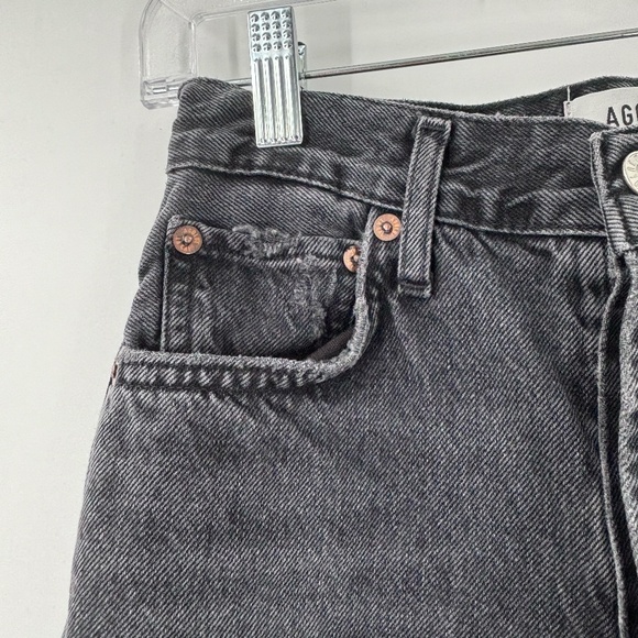 Agolde High Waisted Straight Leg Crop Riley Jeans Black Size 23 - Picture 2 of 9